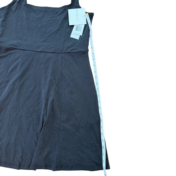 Beyond Yoga Spacedye Black Square Neck Mini Dress DW6253 Large NEW - Picture 4 of 5